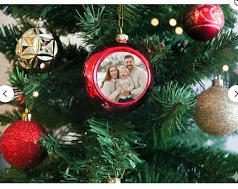 Gepersonaliseerde kerstversiering met gekleurde foto, op maat gemaakte kerstboomversiering voor een housewarming