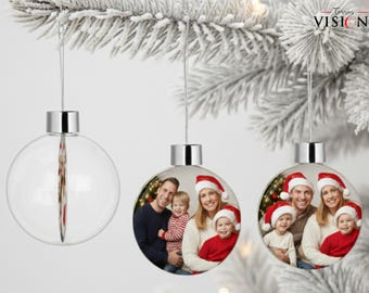 Gepersonaliseerde kerstbal met foto, op maat gemaakte dubbelzijdige transparante acryl kerstbal, een waardevol familiecadeau