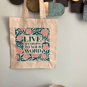 Christian Cotton Tote Bag | Live According To Your Word Psalm 119