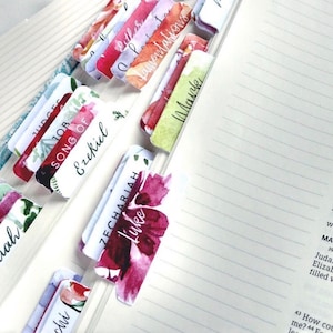 Onglets bibliques Aquarelles florales pour tenir un journal biblique | Griffonner Faith
