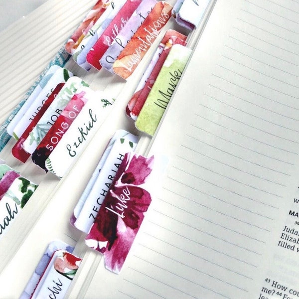 Bible Tabs Floral Watercolours for Bible journaling | Doodling Faith