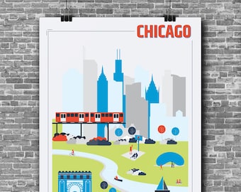 8 x 10 in TO DOWNLOAD - Chicago's city illustration!