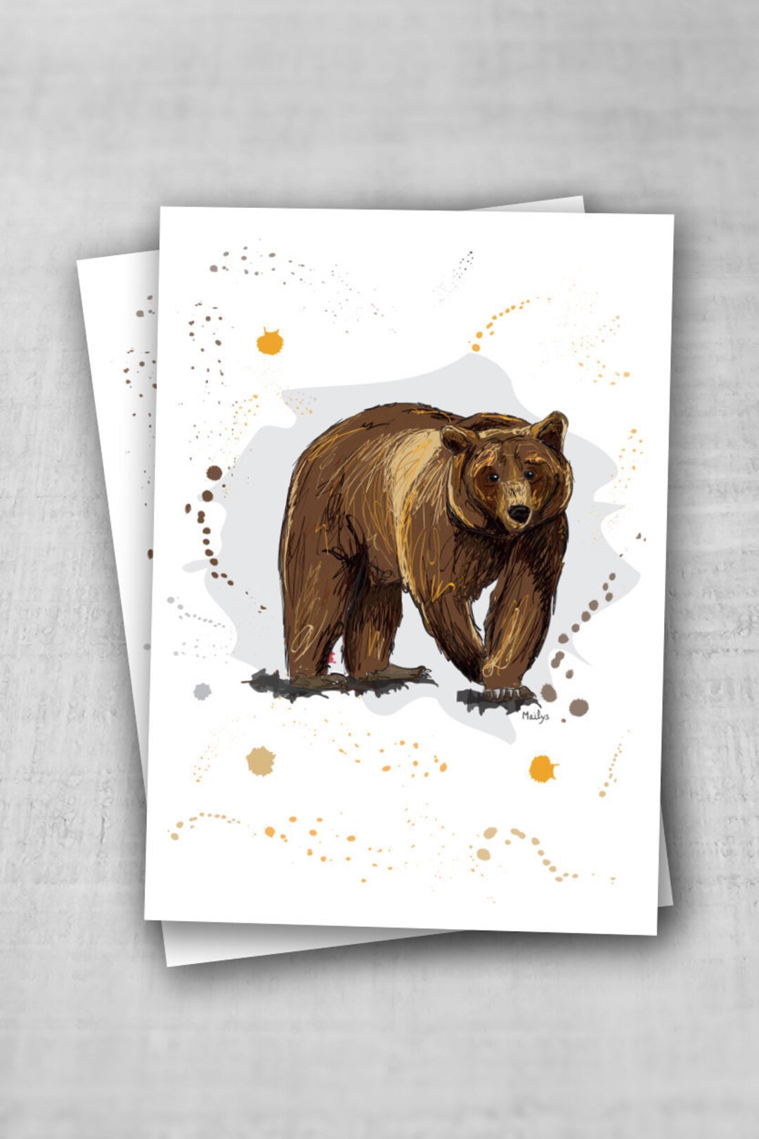 Postcard Harmless Bear Etsy