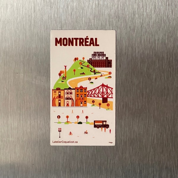 Aimant décoratif - 3,43 po x 1,93 po - Montréal en été