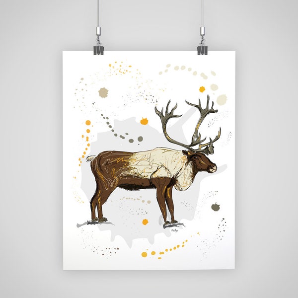 Affiche 8 x 10 po imprimée sur papier brillant - Le majestueux Caribou