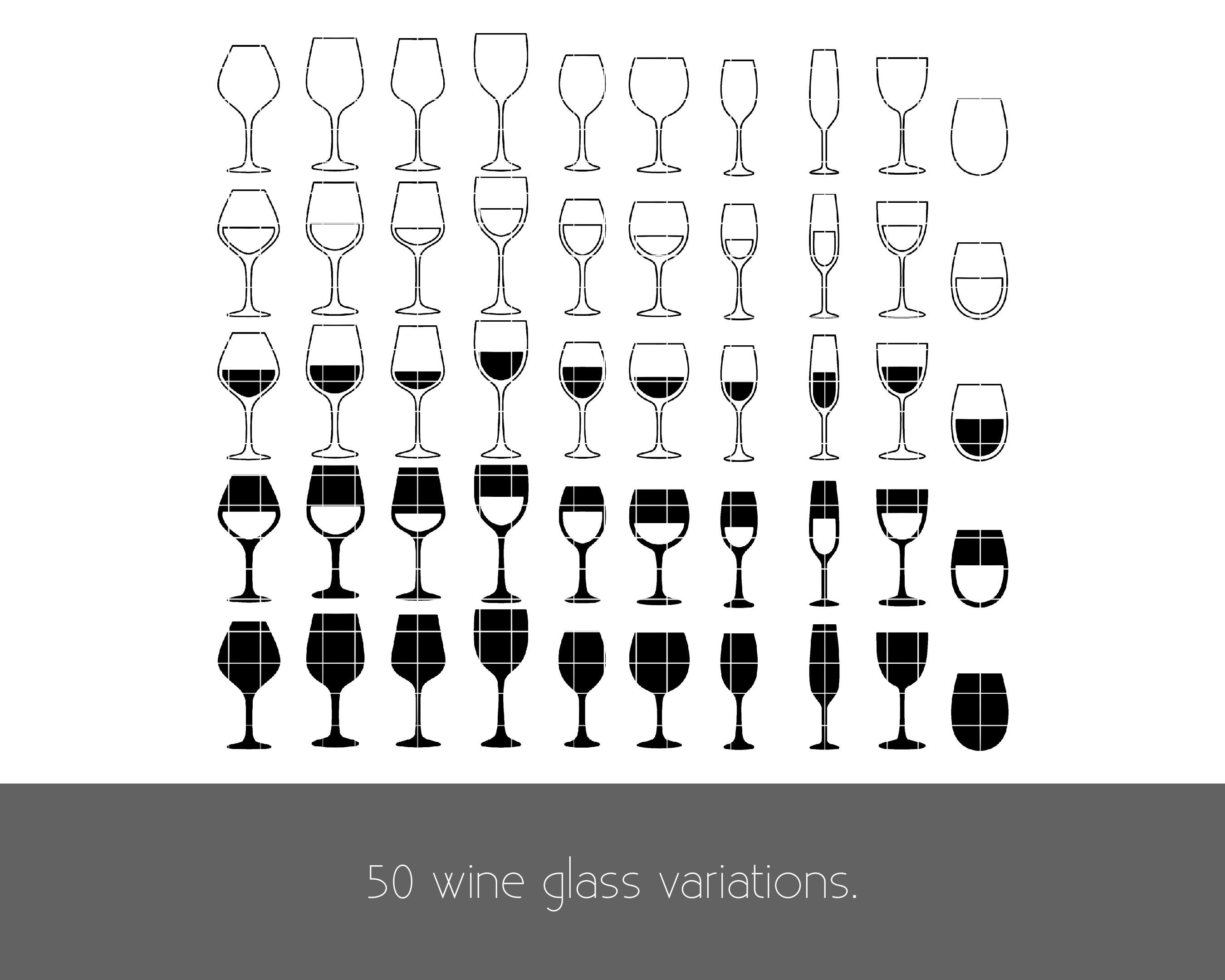 50 Wine Glasses SVG Cut File Wine Silhouette Wine Clipart Wine Glass