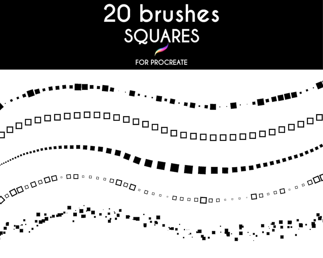 20 Square Brushes for Procreate Etsy