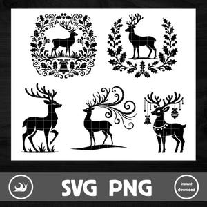File di taglio SVG per Cricut o Silhouette di Renna di Natale / File di clipart PNG di corna di cervo