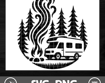 Camping SVG | 5th Wheel RV Campfire | Camper Decal Cut File