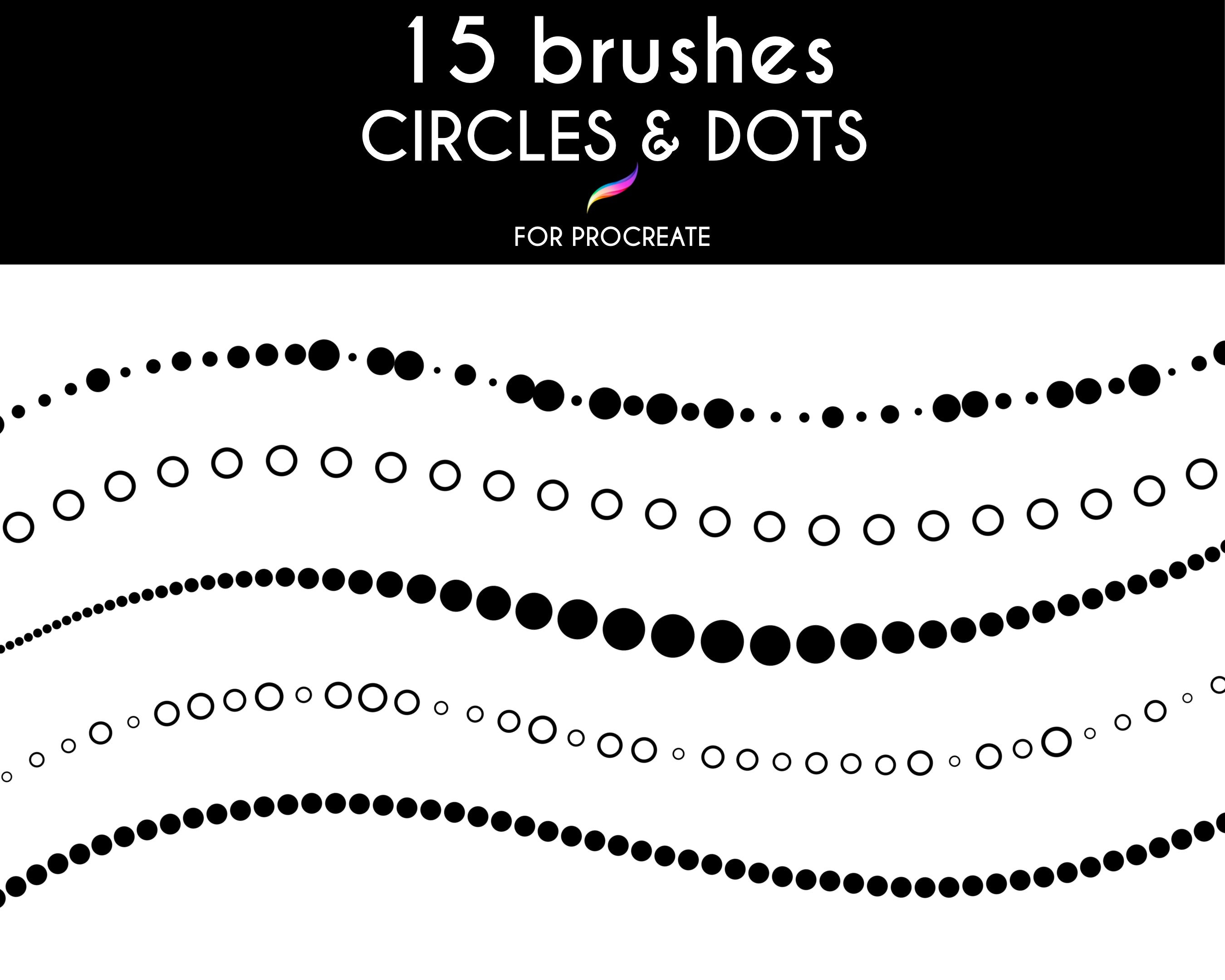 15 pinceles de Círculos y Puntos para Procreate | Set de pinceles de formas sensibles a la presión para iPad