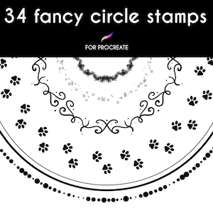 34 Fancy Circle Stamps for Procreate | Circle Frames | Procreate Brushes | Procreate Stamps