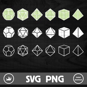 RPG DnD magische veelvlakkige dobbelstenen SVG | Bundel | Cricut | Knippen | Clipart