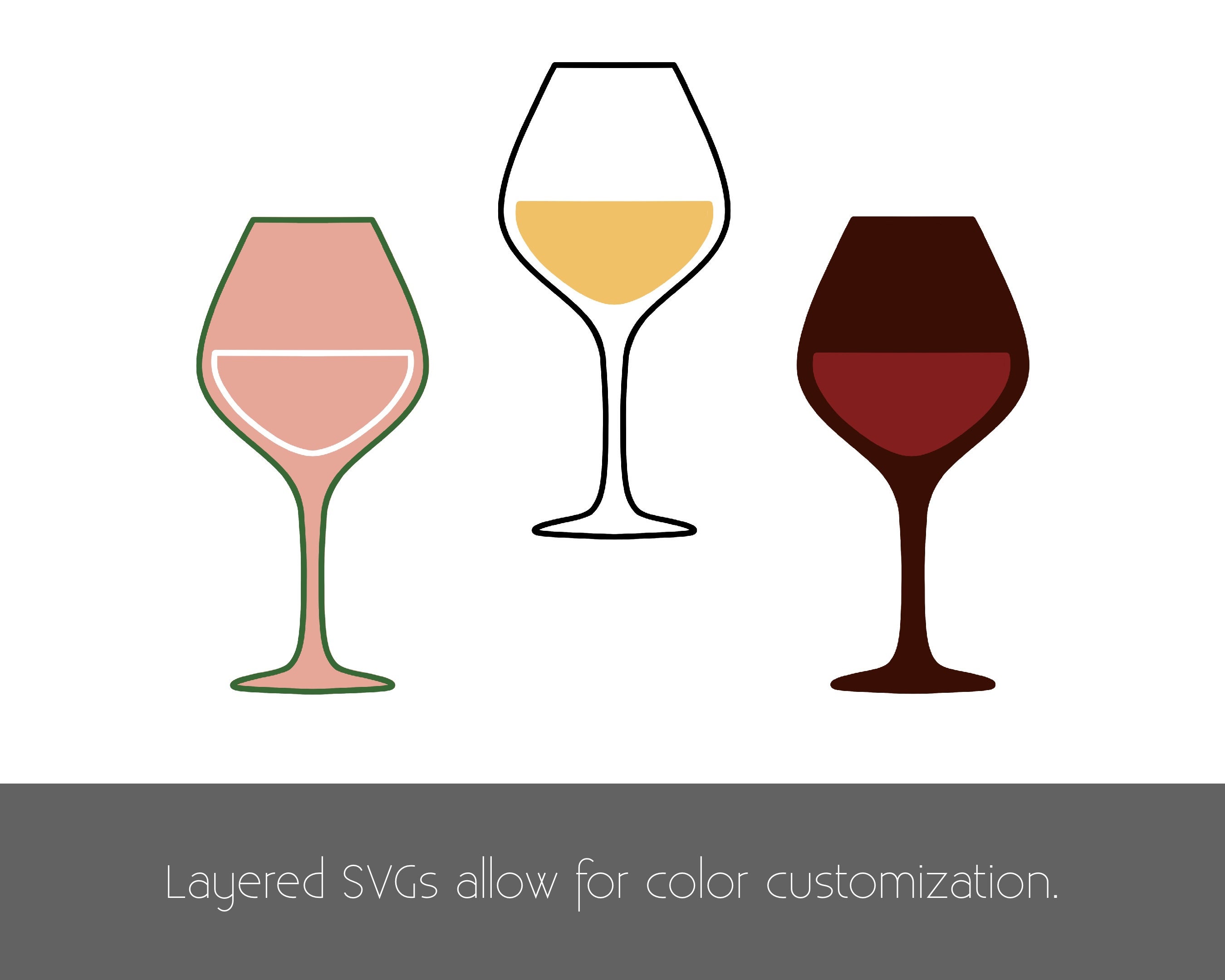 50 Wine Glasses SVG Cut File Wine Silhouette Wine Clipart Wine Glass