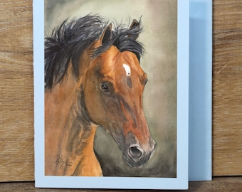 Tarjeta de felicitación de caballo bayo