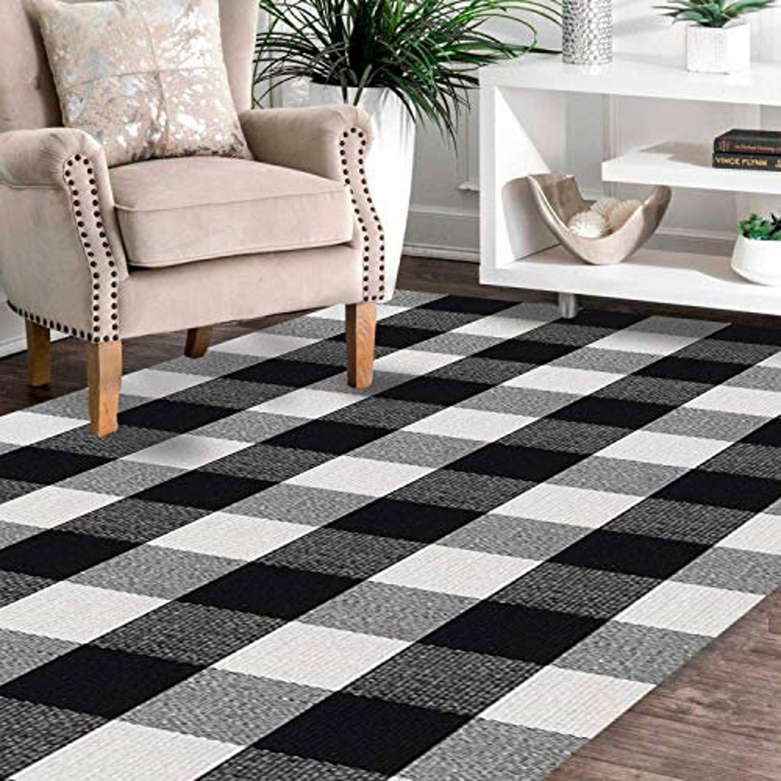 Tapis à carreaux Buffalo noir et blanc 35х59 Etsy