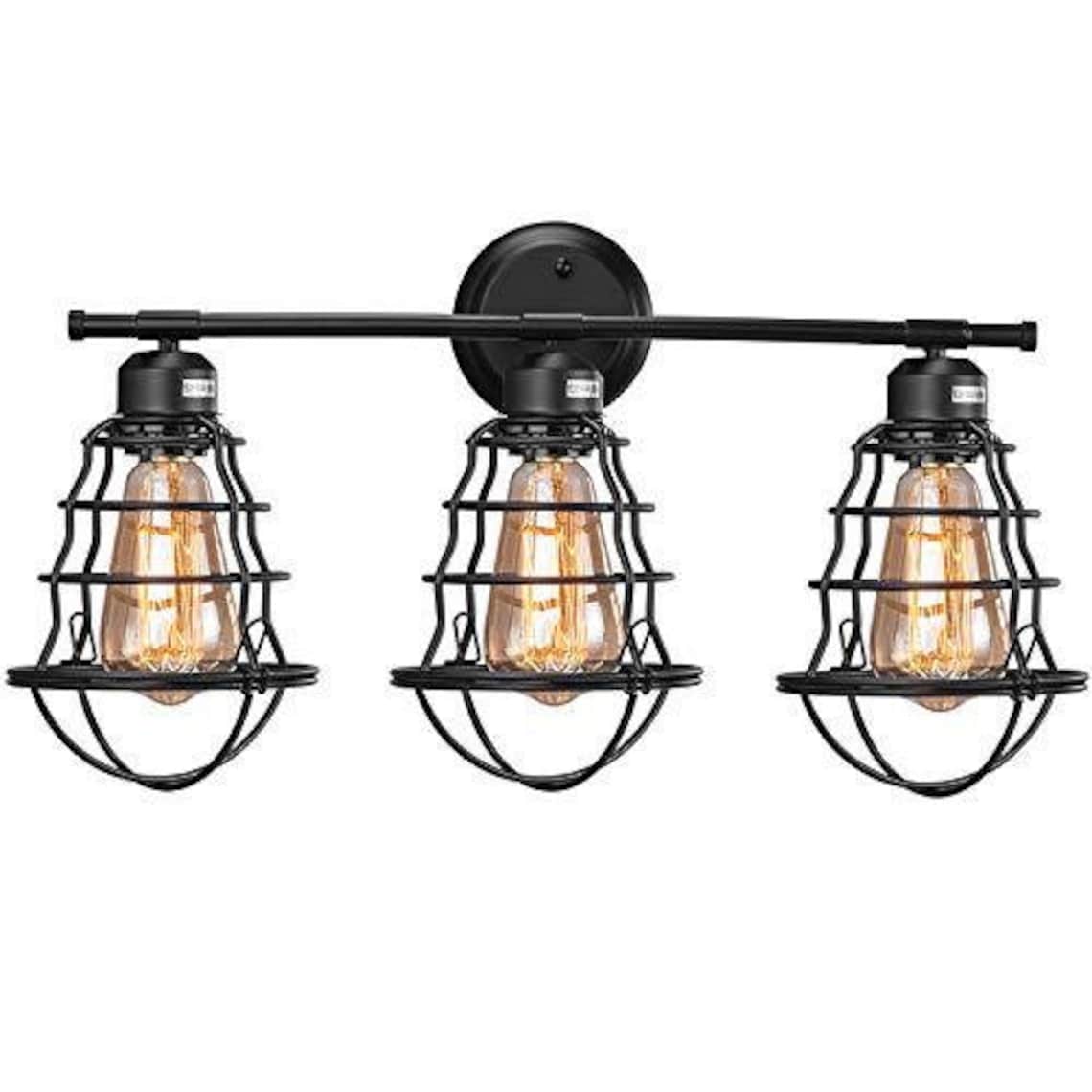 Edison 3Light Bathroom Vintage Vanity Wall Sconce Lighting Etsy