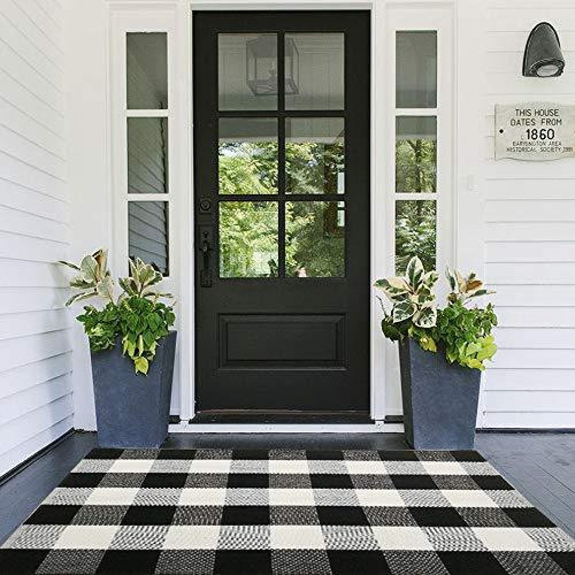 Buffalo Check Door Mat Black and White Outdoor Rug 27. Etsy