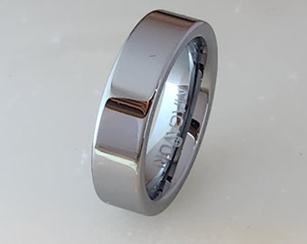 4mm or 6mm men's / women's tungsten carbide pipe cut mirror polished wedding rings by Macaiori