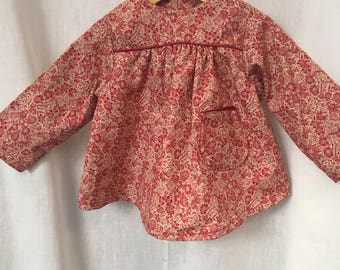 Blouse en coton imprimé Fleurie rouge Hermès.