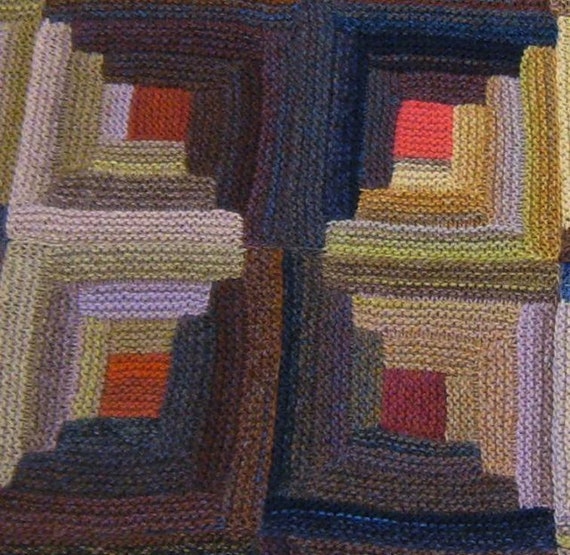 Log Cabin Geometic Throw Pdf Knitting Pattern Etsy