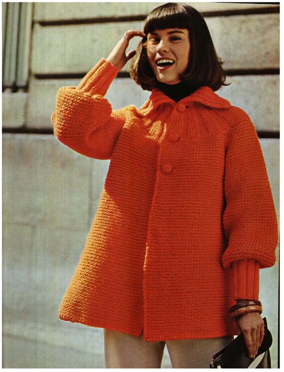 Chunky Yarn Knitting Pattern Cardigan Or Jacket Vintage Pattern 70s Downloadable Sizes 34 36 38 Ins Pdf Knitting Pattern