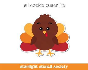 Turkey STL Cookie Cutter File | Basic Shape | Thanksgiving | Fall | Food | Custom Cookie Cutter | Instant Download