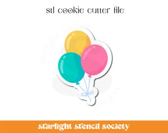 Birthday Balloons STL Cookie Cutter File | Basic Shape | Custom Cookie Cutter | Instant Download