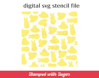 Bunny Chick Scatter  |  SVG FILE | Cookie Stencil | Easter | Digital File