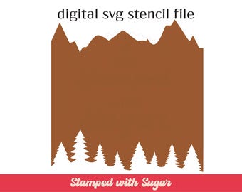 Tree Mountain | SVG FILE | Cookie Stencil  | MTN | Background | Cute Modern | Instant Download | Digital File