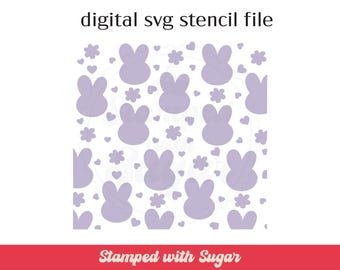 Bunny Flower Hearts  |  SVG FILE | Cookie Stencil | Easter | Digital File