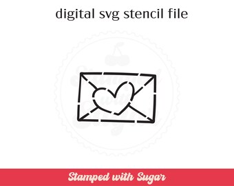 Heart Envelope 2 PYO | SVG FILE | Valentines | Cookie Stencil | Paint your Own | Digital File
