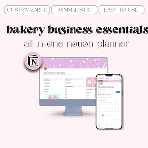 ベーカリービジネスエッセンシャルズノーションプランナー | クッキー | プリセールス | ソーシャルメディア | 注文 | 財務 | 計画 | 即時ダウンロード