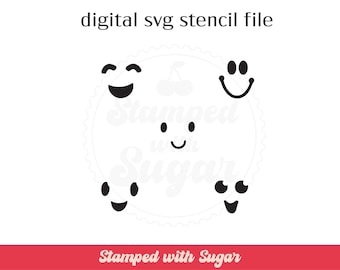 Kawaii Faces 2 |  SVG FILE | Cookie Stencil | Digital File  | Instant Download