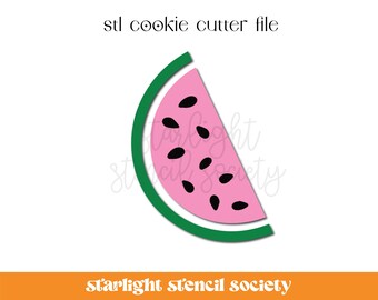 Watermelon Half STL Cookie Cutter File | Food | Basic Shape Summer | Custom Cookie Cutter | Instant Download
