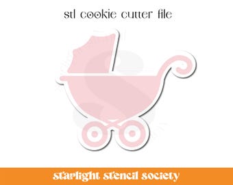 Baby Stroller STL Cookie Cutter File | Basic Shape | Baby Shower | Custom Cookie Cutter | Instant Download