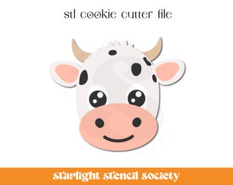 Cute Cow STL Cookie Cutter File | Western | Animals | Custom Cookie Cutter | Instant Download