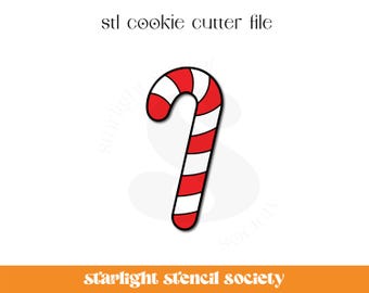 Candy Cane STL Cookie Cutter File | Basic Shape | Present Christmas  | Custom Cookie Cutter | Instant Download