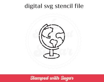 Globe Paint your Own  | SVG FILE | Cookie Stencil | PYO | Back to School Stencil | Teacher  | Instant Download | Digital File