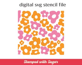 Groovy Dasies | SVG FILE |  Cookie Stencil | Spring Stencil  | 3 part | Smile | Multi layer | Digital File