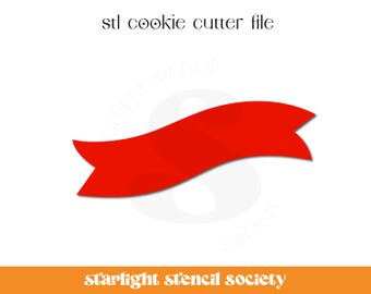 Red Banner STL Cookie Cutter File | Basic Shape | Custom Cookie Cutter | Instant Download