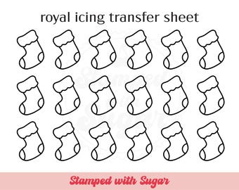 Christmas Stocking Royal Icing Transfer Sheet | Cookie Printable | Christmas | Xmas | Digital File