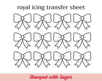Bow Royal Icing Transfer Sheet | Cookie Printable | Cute | Girly | Digital File