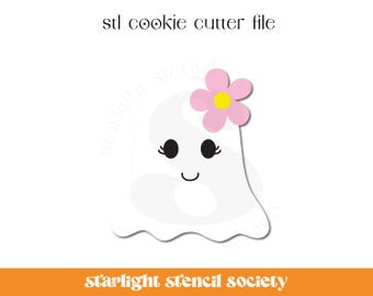 Girly Ghost STL Cookie Cutter File | Basic Shape | Halloween Spooky Floral | Custom Cookie Cutter | Instant Download