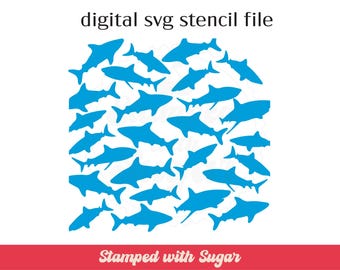 Shark Scatter | SVG FILE | Cookie Stencil | animal Stencil | Instant Download | Digital File