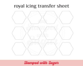 Hexagon Royal Icing Transfer Sheet | Cookie Printable | Basic Shape  | Digital File