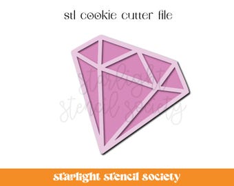 Diamond STL Cookie Cutter File | Girly | Basic Shape Gem | Custom Cookie Cutter | Instant Download