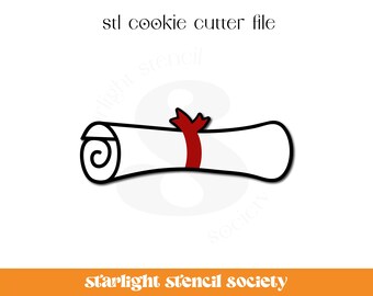 Diploma STL Cookie Cutter File | Basic Shape | School Graduation | Custom Cookie Cutter | Instant Download