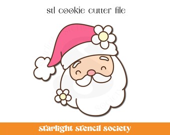 Daisy Santa STL Cookie Cutter File | Basic Shape | Christmas Groovy | Custom Cookie Cutter | Instant Download