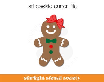 Gingerbread Girl STL Cookie Cutter File | Basic Shape | Christmas Winter | Custom Cookie Cutter | Instant Download