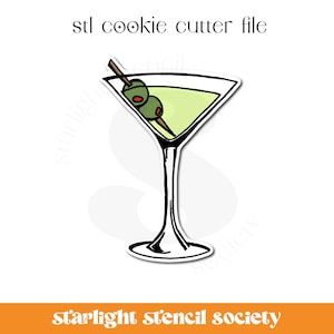 Martini Drink  STL Cookie Cutter File | Summer Drink | Tropical Dirty Martini | Basic Shape | Custom Cookie Cutter | Instant Download